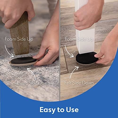 MIGHTY MONKEY Furniture Sliders, 16 Pack, Carpet and Hard Floors