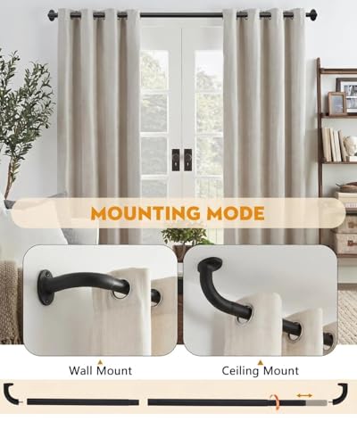 ASULUPHY Blackout Curtain Rod 32-90 In, Wrap Around Window Curtain Rods, 1 Inch Diameter Adjustable Door Curtain Rod, Long Curtain Rod with Brackets, Heavy Duty Drapery Rod for Bedroom