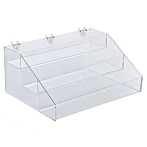 Image of Azar 326045 16-Inch Wide Three-Tier Acrylic Step Display
