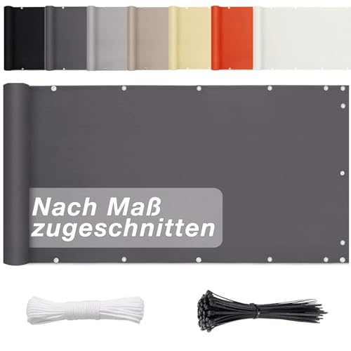 Balkon Windschutz 85cm x 700cm- Balkonbespannung Sichtschutz 100% PrivatsphäRe. Wasserabweisend Sonnenschutz, für den Gartenzaun oder Balkon - Anthrazit