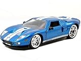 2005 Ford GT, Blue with White Stripes - JADA Toys 97204 - 1/32 Scale Diecast Model Toy Car by Jada