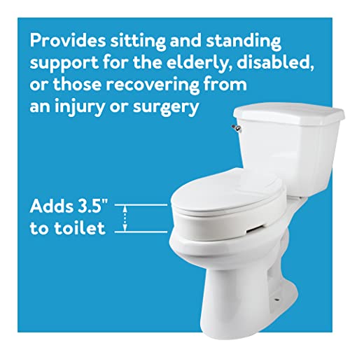 Carex Elongated Hinged Raised Toilet Seat, Adds 3.5 Inches of Height to