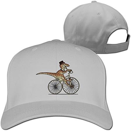 Yesher Geek Sir Raptor Rides A Bike Baseball Cap - Adjustable Hat - Ash
