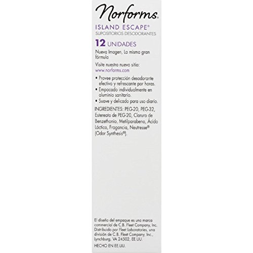 Norforms Damen Deodorant Zäpfchen Island Escape, 12 Stück – Langanhaltende Frische, Diskret & Einfach