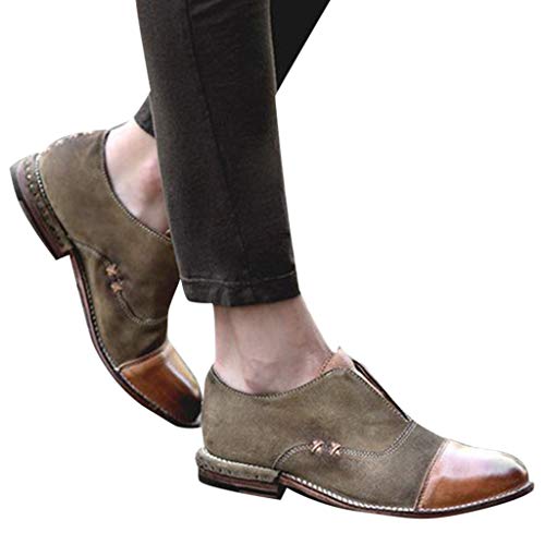 Most Gifted! Teresamoon Fashion Women's Retro Flat Low-Heeled Shoes Round Head Shallow Mouth Bare Boots Brown