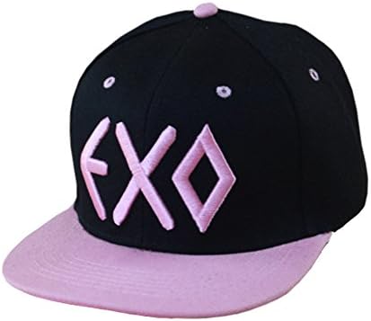 Doture Mens Casual EXO Contrast Flat 6 Panel Hiphop Hat Snapback Baseball Cap Pink