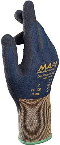 MAPA Ultrane 500 Grip & Proof Nitrile Palm Coated Gloves, Lt Weight, Size 9, 1 Pair