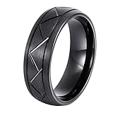 L-Ring 8MM Tungsten Ring Wedding Band for Men with Groove and Matte Finish Comfort Fit, Size 6-14