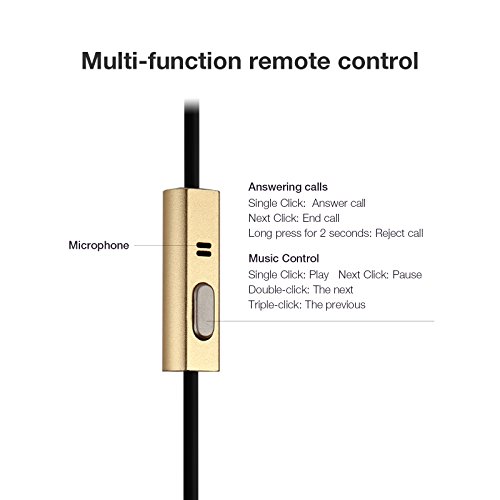 Earbuds,GGMM Nightingale Earphones Deep Heavy Bass in-Ear Ear Buds oise-Isolating Headphone w/Microphone & Full Metal Housing Dynamic Dual Drivers (Gold) - Thumbnail 4