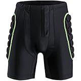 OHMOTOR 3D Padded Protective Shorts Hip Butt EVA Pad Short Pants Heavy Duty Protective Gear Guard Drop Resistance for Ski Skiing Skating Snowboard Cycling (Green - for Men, M)
