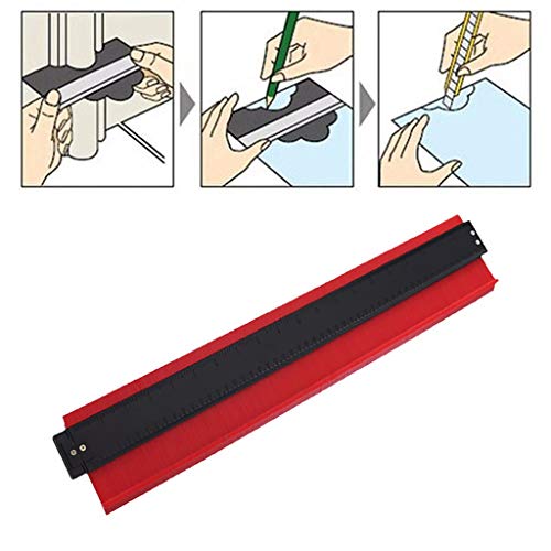Cuekondy 20 Inch Contour Gauge Duplicator Multi-Functional ABS Plastic Profile Gauge Shape Duplicator Copying Template Measuring Tool(Red)
