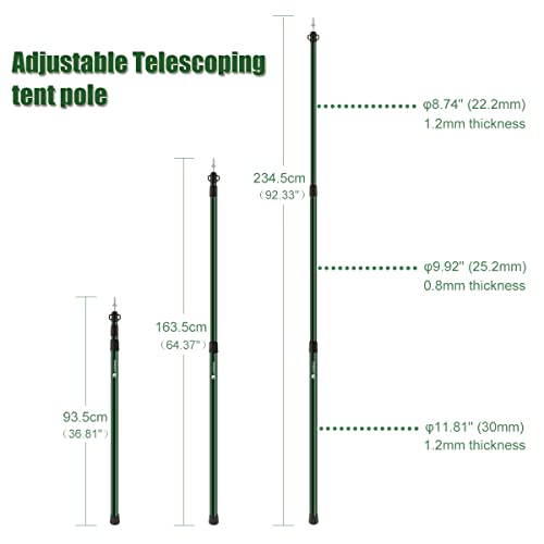 HIKEMAN Telescoping Tarp Poles Portable Aluminum Tent Poles Replacement
