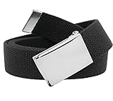 Boys School Uniform Silver Flip Top Military Belt Buckle with Canvas Web Belt