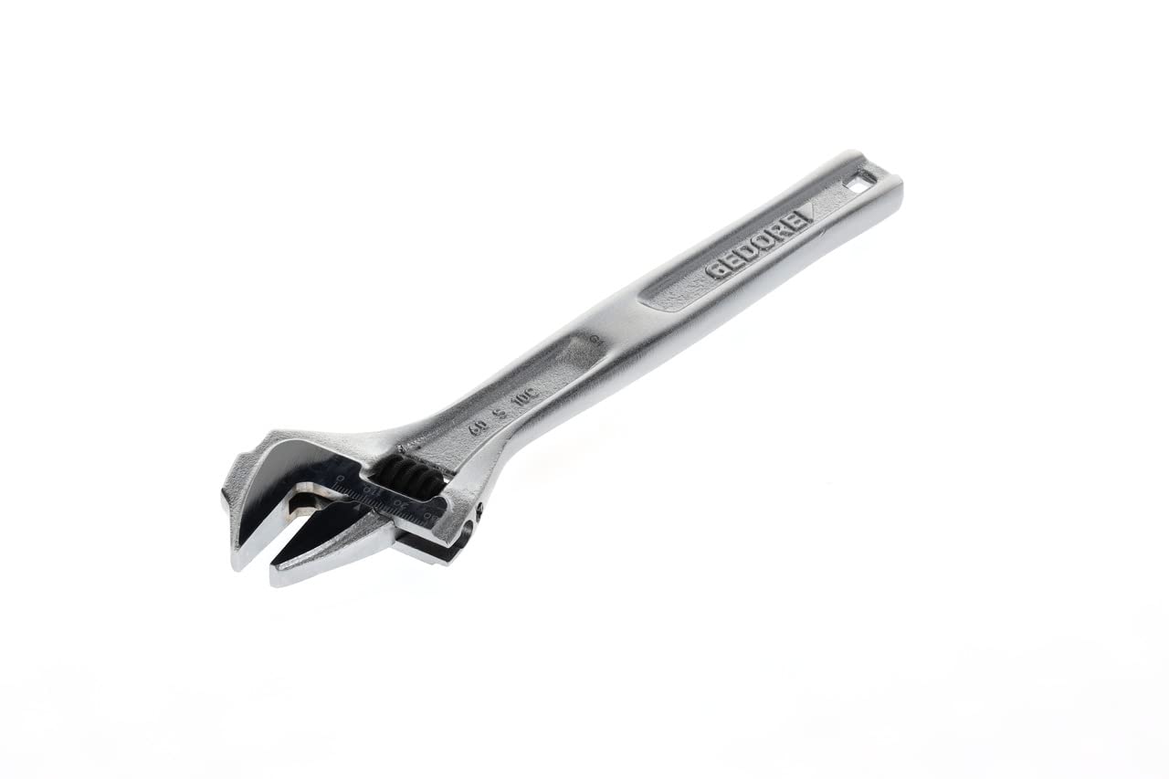 GEDORE Single open-ended adjustable spanner, AF 30 mm (1 3/16"), Scale, Swedish pattern, Nickel-plated, Chrome-plated, 60 S 10 C