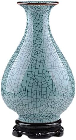 LITING Fake Flower Blue Home Decoration Porcelain Fake Flower Vase Decoration Living Room Flower Flower (Color : Ceramic-Blue, Size : 31cm*11cm)