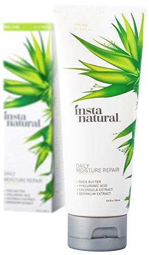 Daily Moisture Repair - Organic & Natural Facial Moisturizer For Face, Hands & Neck - Hydrate & Defend Against Dry Skin - Replenishing Formula With Shea Butter & Hyaluronic Acid - InstaNatural - 3.4oz