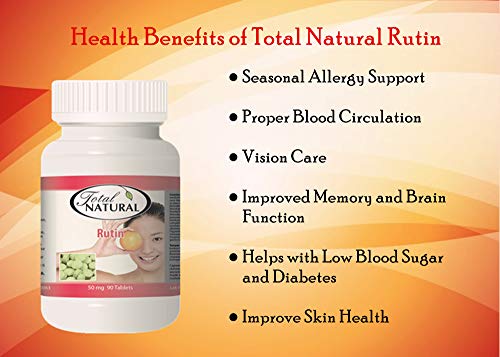 Rutin 50mg 90 Tablets [2 Bottles] by Total Natural, Anti-inflammatory, Help Absorb and Utilize Vitamin C, Improved Vascular Health, Vision Care - Thumbnail 2
