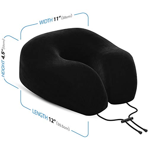 Everlasting Comfort 100 Memory Foam Travel Neck Pillow, Gel Infused & Ventilated, Airplane