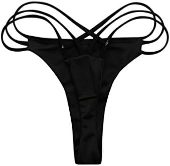 KEERADS Summer Women's Bikini Thong Bottom V Cheeky Cut Out Swimwear Briefs (Black, L)