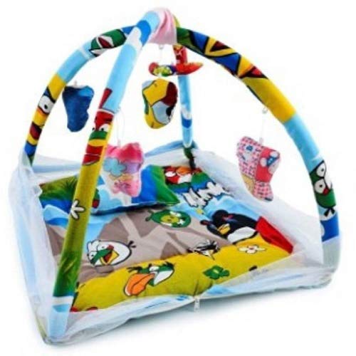 Novelty Baby Bedding Set with Mosquito Net and Play Gym with Hanging Toys (Blue)