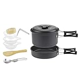 Gopamhu Camping Cookware 10&13 Piece Sets BPA Free with Mesh Set Bag- Anodized Aluminum – Complete Lightweight Folding Kit for Camping Hiking Backpacking Outdoor Cooking
