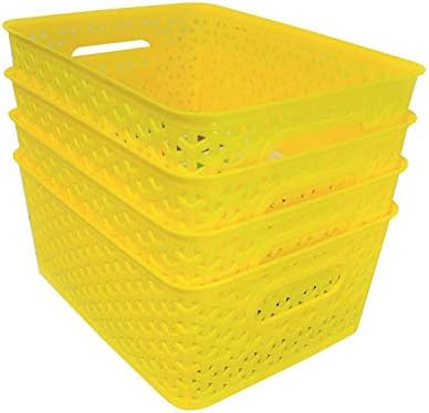 Celona Multipurpose Baskets for Storage Set of-4 Pieces,Yellow