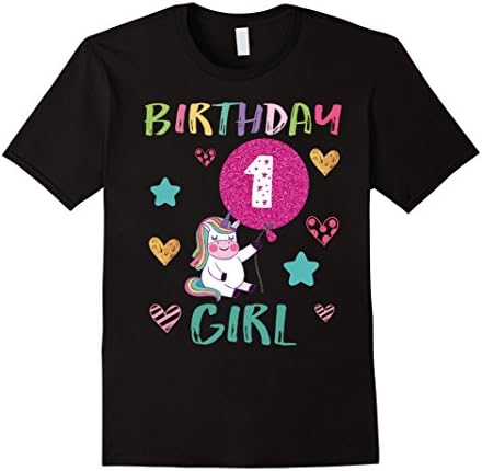 Mens Unicorn 1th Birthday Shirt Birthday Girl T Shirt 3XL Black