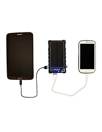Cargador de teléfono celular   Solar y Plugin   8000mah Dual USB   Lo mejor de los cargadores de batería portátiles   Resistente a los golpes del polvo resistente al agua para iPhone Sprint Lg Htc Android Samsung Nokia y dispositivos USB (AZUL)