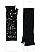 Dahlia Women's Sparkling Rhinestone Acrylic Fingerless Arm Warmer Gloves Black