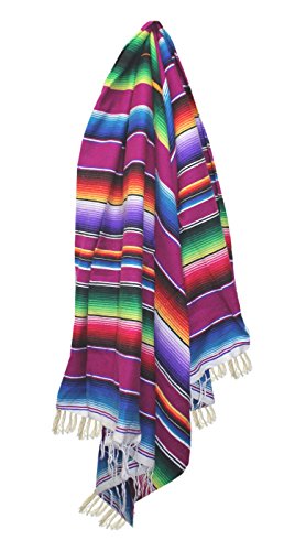 Del Mex Mexican Serape Blanket (X-Small, Electric Purple)