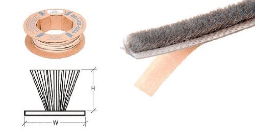 C.R. LAURENCE A71320C CRL Gray .270" Backing Width Adhesive Backed Windo-Pile - 100' Roll by C.R. LAURENCE