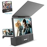 Jteman 5-in-1 Bluetooth Spearker 3D HD Mobile Phone Screen Magnifier Amplifier Movie Video Cell Phone Enlarger Screen Phone Projector for All Samrtphones Android and Phone(Black)