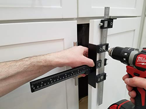 Valiant Cabinet Hardware Jig | Drawer Knobs and Pulls Template Tool for Drilling Holes on Wood | Adjustable Drill Guide Tools for Doweling, Boring and Mounting Door Handles | Made from Aluminum Alloy