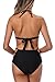 ALove Women Cut Out One Piece Swimsuit Halter Backless Bathing Suit Black Small