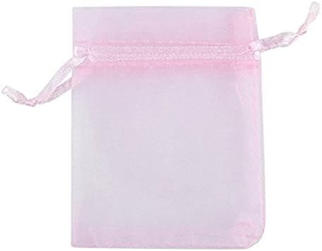 60pcs Pink Organza Pouches Jewelry Organizer Packing Drawable Organza Gift Bags Party Bags Wedding Gift Bags &amp; Pouches 13x18cm / 5*7'' (Pink)