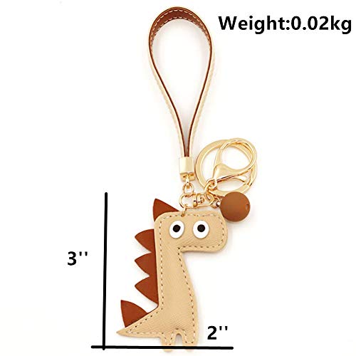 MUAMAX Dinosaur Key Chain for Women Clip Hook Keyring Novelty Gift for Kids Mother Sister Girlfriend Leather Bag Purse Wallet Accessories (brown)