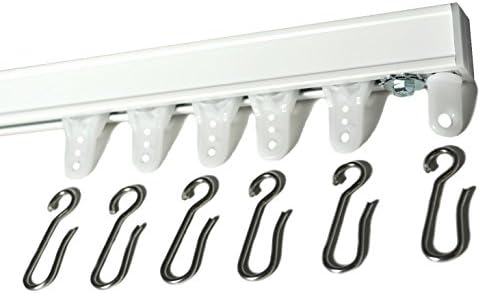 White Ceiling Mount Curtain Track System with Ball Bearing Carriers and Hooks (13'-(in 2 Sections))