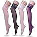 Ruzishun Women's Lace Thigh High Silk Stockings (4 Pairs)