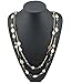 Bocar 2 Layer Long Link Chain Necklace Crystal Beaded for Women Party Long Necklace Gift