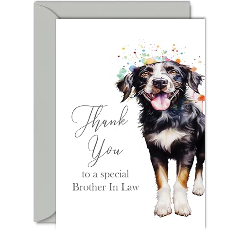 Thank You Cards for Brother In Law - Party Dog - Thankyou Cards for Brother In Law from Sister In Law Brother, Heartfelt Appreciation Card 5x7 Inch Thank You So Much Greeting Cards