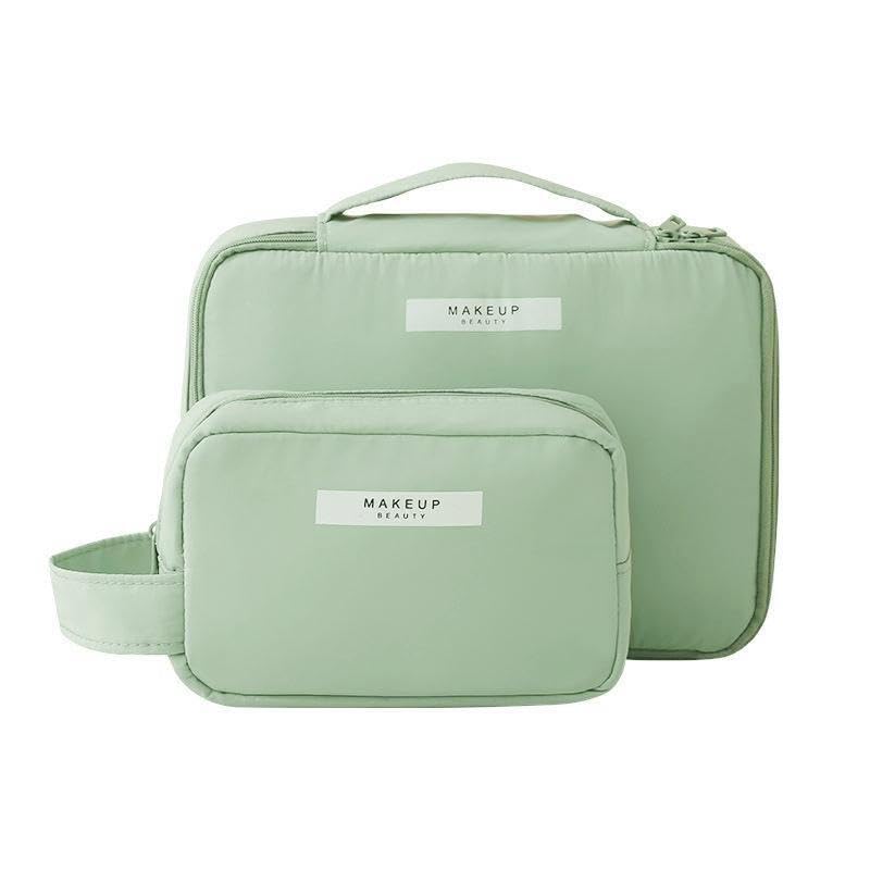 Aucuu 2Pcs Makeup Bag, Large Cosmetic Bag, Cosmetic Bag, Portable Makeup Organizer Bag, Travel Makeup Bag for Women Girls(Green)