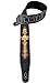 Walker & Williams CVG-24 Handmade Black And Gold Padded Guitar Strap With Hand Tooled Christian Cross And Skull Design For Acoustic, Electric, And Bass Guitars