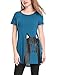 Allegra K Women's Cat Pattern Short Sleeves Round Neck Tunic Tee XL Blue