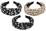 Designer Headbands for Women with Letter Print, Classic Logo Top Knot Headband, Fashionable Monogram Hairbands for Girls, 3Pcs of Pack (LV Style)
