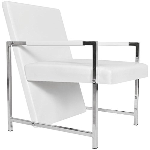 vidaXL Modern Cube Chair Club/Lounge Arm Chair White with