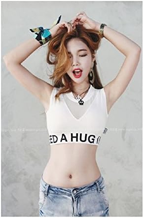 Women V Mesh Top Crop Top Short Top (Ivory)