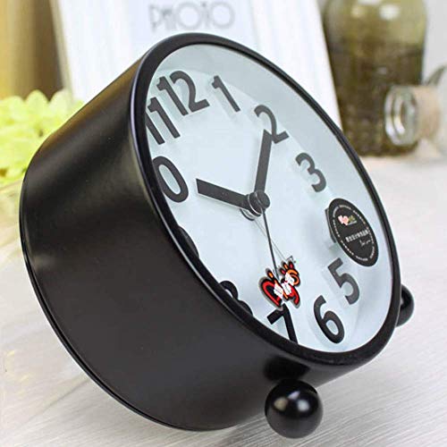 Maxspace Small Bedside Alarm Clock, 4in Classic Non-Ticking Tabletop Alarm Clock, Battery Operated Desk & Shelf Clock with Backlight HD Glass for Bedroom Living Room Kitchen Indoor Décor (Black)
