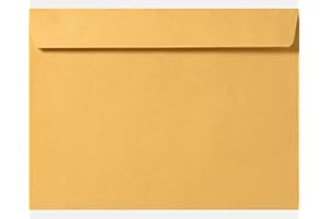 Limited Papers (TM) Booklet Envelopes, (Open Side) Brown Kraft, Gummed Seal, 28 Pound, Heavyweight, for Mailing and More. (50