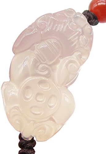Natural White Chalcedony Jewelry Pixiu Pendant Piyao Necklace Charms Beaded Chain Necklace