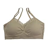 Coobie Strappy V-Neck Lace Trim Bra (Full, Nude)